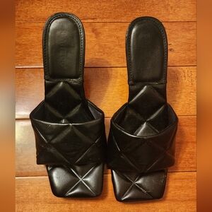 Quilted black high heels